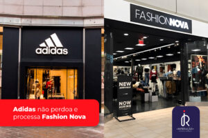 Três listras paralelas pretas, símbolo da identidade visual da Adidas, aplicadas em peça de roupa esportiva.